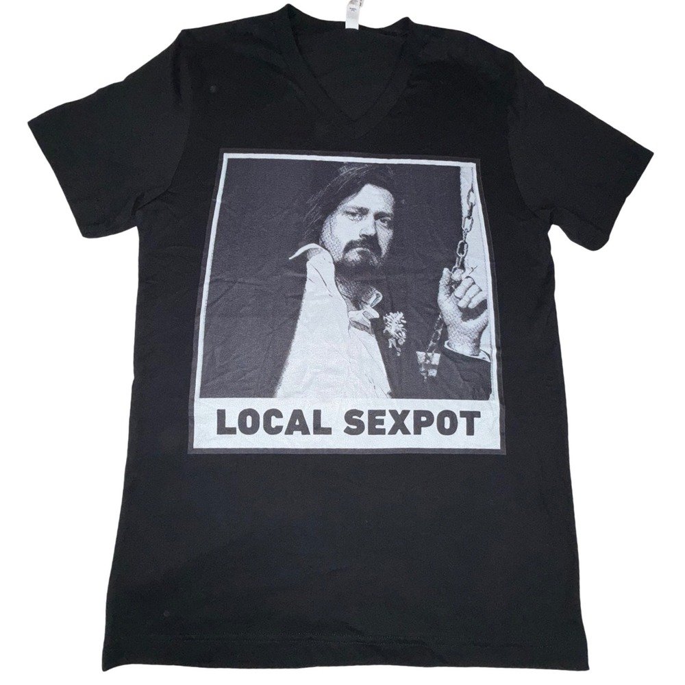 Bella Canvas Parks and Rec Ron Swanson Local Sexpot V-Neck Shirt Medium Black